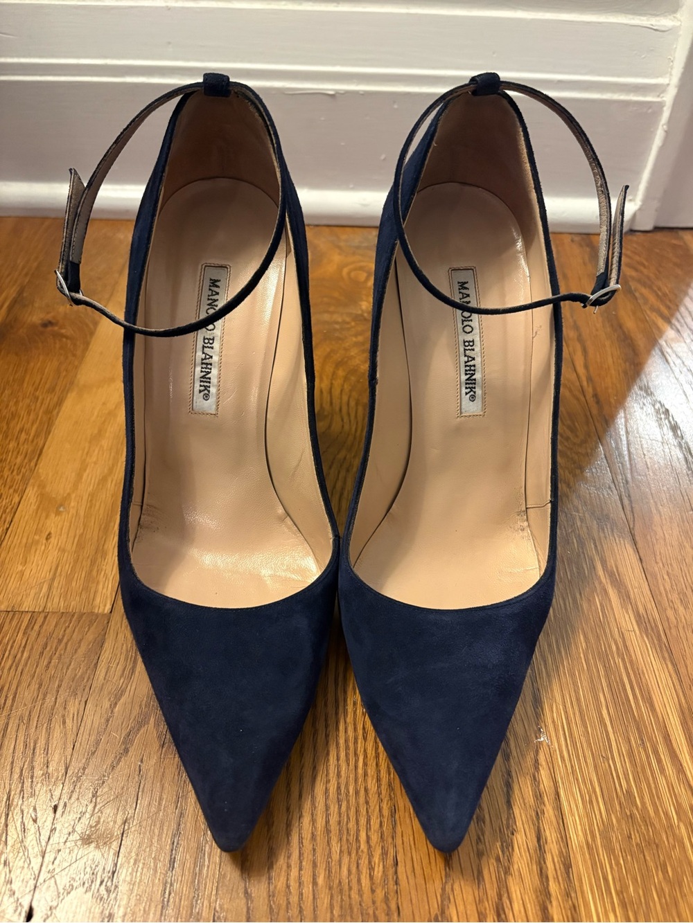Manolo Blahnik Navy Suede Mary Jane Stiletto - Picture 2 of 5
